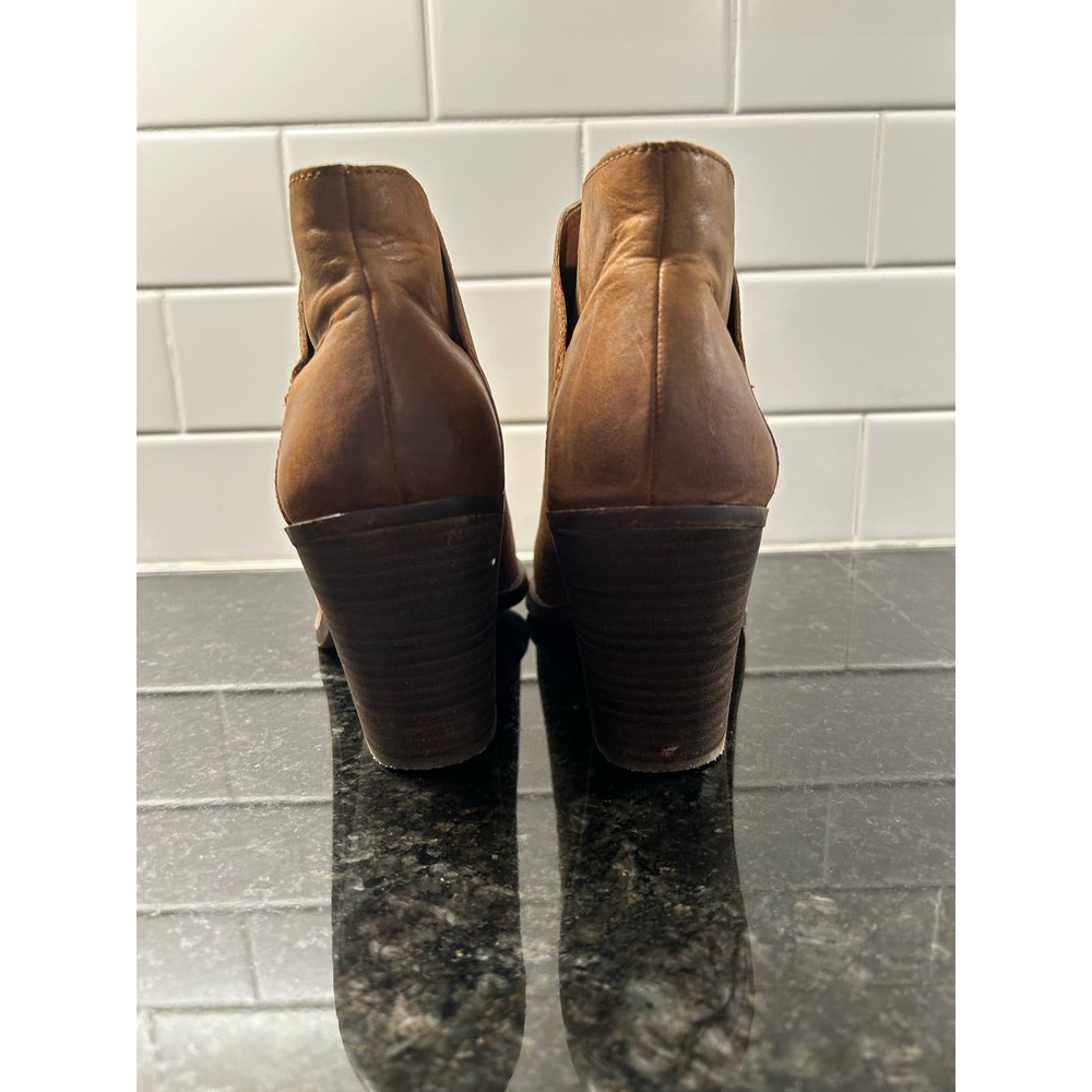 Lucky Brand Women's Leather Block Heel Ankle Booties Boots Brown Size 10M - Picture 7 of 13